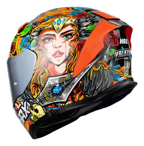 CASCO FORCE VALKYERI GRIS NARANJA BRILLA